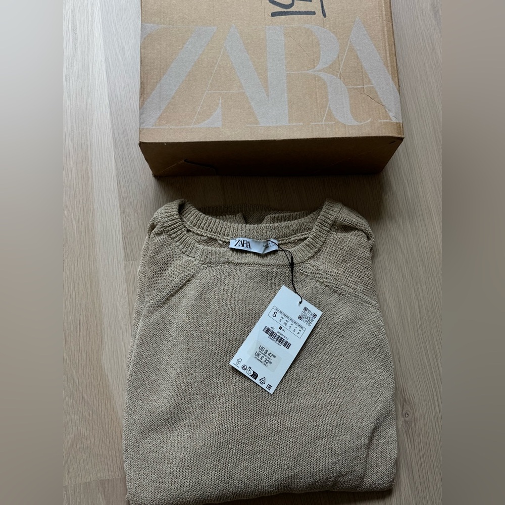 NWT ZARA Cream Sweater SZ S​​​ COTTON SUMMER SWEATER